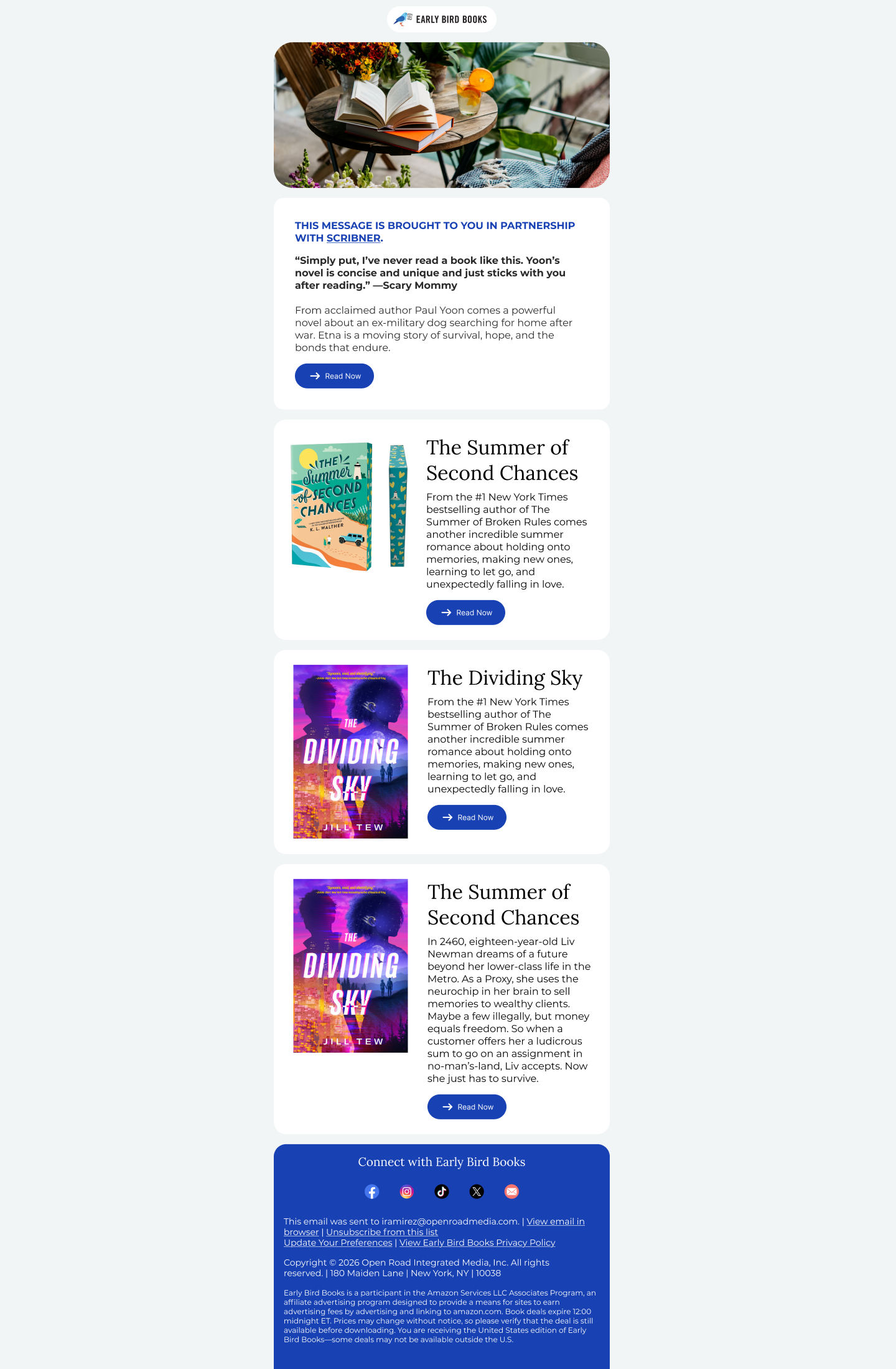 Book feed email — desktop